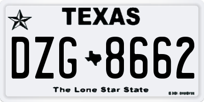 TX license plate DZG8662