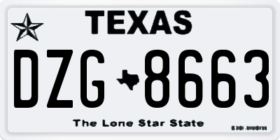 TX license plate DZG8663