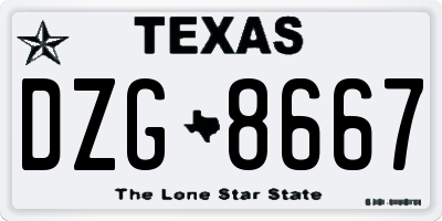 TX license plate DZG8667