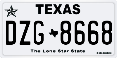TX license plate DZG8668