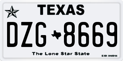 TX license plate DZG8669