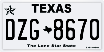 TX license plate DZG8670