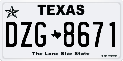 TX license plate DZG8671