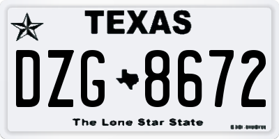 TX license plate DZG8672