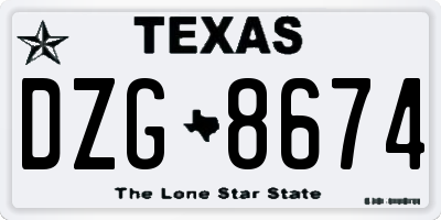 TX license plate DZG8674