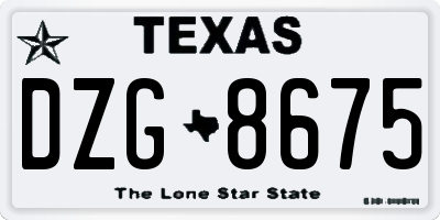 TX license plate DZG8675