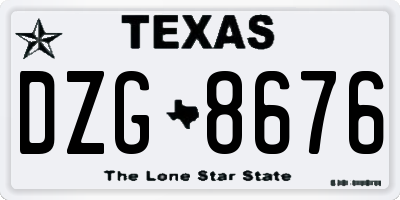 TX license plate DZG8676