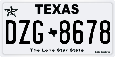 TX license plate DZG8678