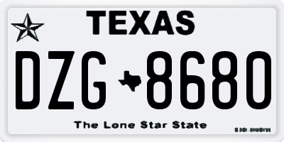 TX license plate DZG8680