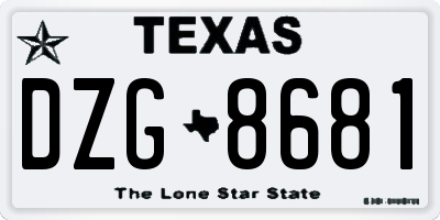TX license plate DZG8681