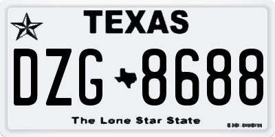 TX license plate DZG8688