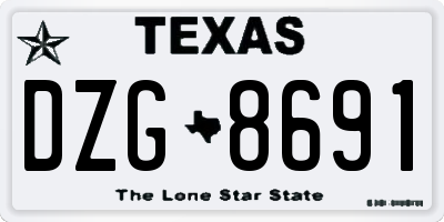 TX license plate DZG8691