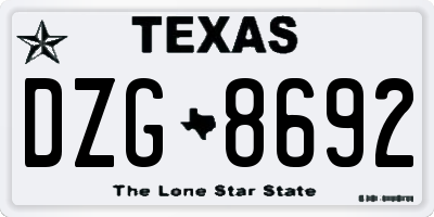 TX license plate DZG8692