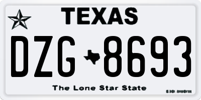 TX license plate DZG8693