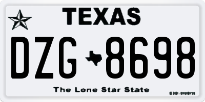 TX license plate DZG8698