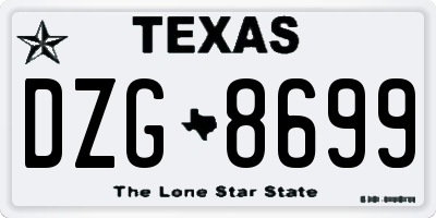 TX license plate DZG8699