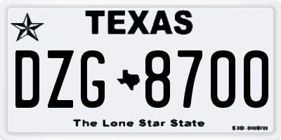 TX license plate DZG8700