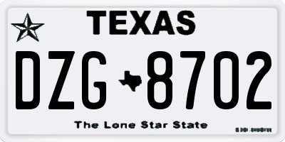 TX license plate DZG8702