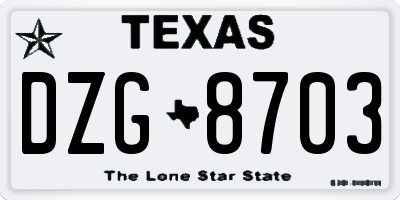 TX license plate DZG8703