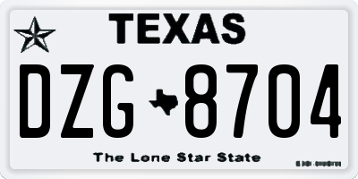 TX license plate DZG8704