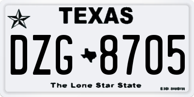 TX license plate DZG8705