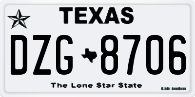 TX license plate DZG8706