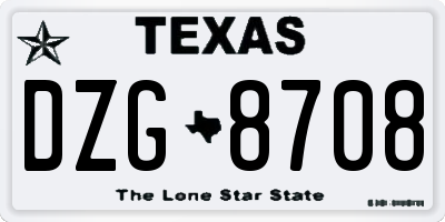 TX license plate DZG8708