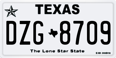 TX license plate DZG8709
