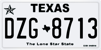 TX license plate DZG8713