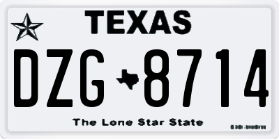 TX license plate DZG8714