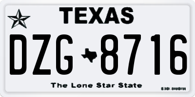 TX license plate DZG8716