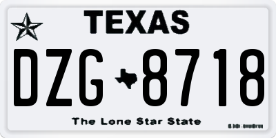 TX license plate DZG8718