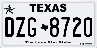 TX license plate DZG8720