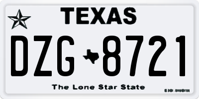 TX license plate DZG8721