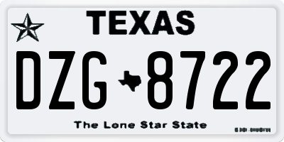 TX license plate DZG8722