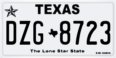 TX license plate DZG8723