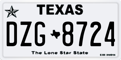 TX license plate DZG8724