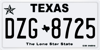 TX license plate DZG8725