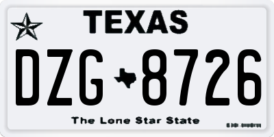 TX license plate DZG8726