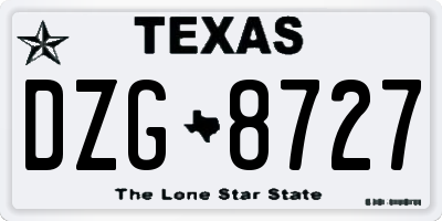 TX license plate DZG8727
