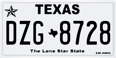 TX license plate DZG8728
