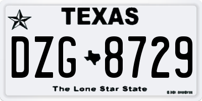 TX license plate DZG8729