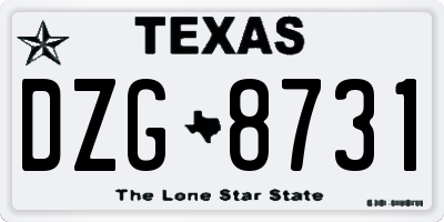 TX license plate DZG8731