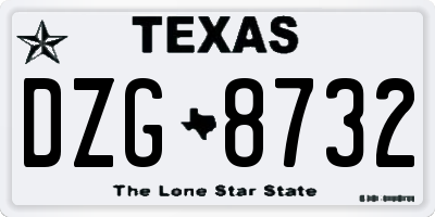 TX license plate DZG8732