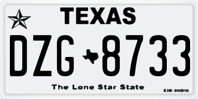 TX license plate DZG8733