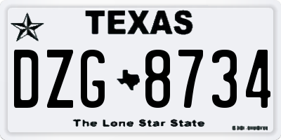 TX license plate DZG8734