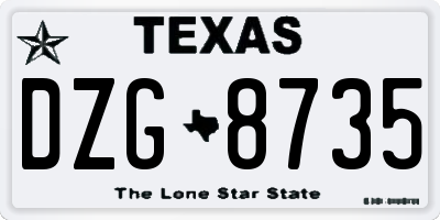 TX license plate DZG8735