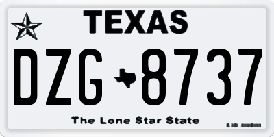 TX license plate DZG8737