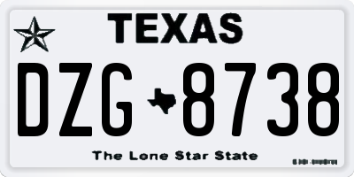 TX license plate DZG8738