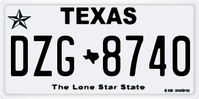 TX license plate DZG8740